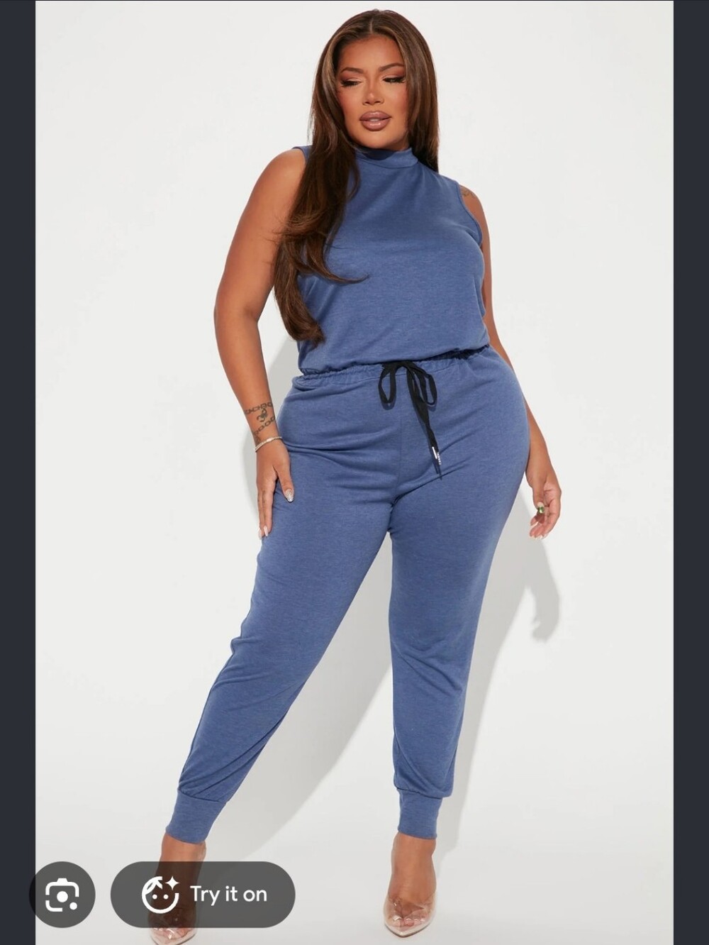 Fashion Nova Time To Lounge Blue Jumpsuit 3x
